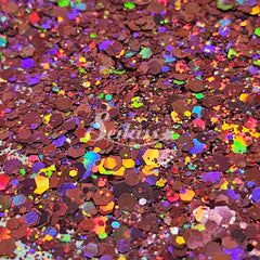Dark Rose Galaxy Holographic Chunky Glitter - Pink/Copper Glitter Dark Rose Galaxy Holographic Chunky Glitter - Pink/Copper Glitter