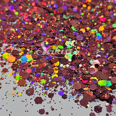 Dark Rose Galaxy Holographic Chunky Glitter - Pink/Copper Glitter Dark Rose Galaxy Holographic Chunky Glitter - Pink/Copper Glitter