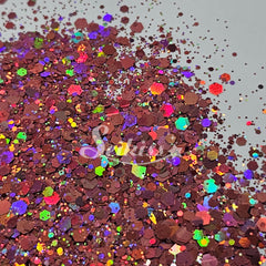 Dark Rose Galaxy Holographic Chunky Glitter - Pink/Copper Glitter Dark Rose Galaxy Holographic Chunky Glitter - Pink/Copper Glitter
