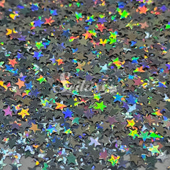 Holographic Silver Stars Shape Glitter - Silver Glitter Holographic Silver Stars Shape Glitter - Silver Glitter