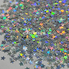 Holographic Silver Stars Shape Glitter - Silver Glitter Holographic Silver Stars Shape Glitter - Silver Glitter