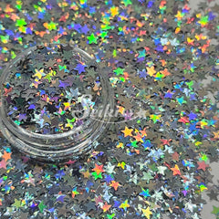 Holographic Silver Stars Shape Glitter - Silver Glitter Holographic Silver Stars Shape Glitter - Silver Glitter