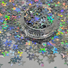 Silver Retro Stars Shape Glitter - Silver Glitter Silver Retro Stars Shape Glitter - Silver Glitter