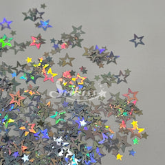 Silver Retro Stars Shape Glitter - Silver Glitter Silver Retro Stars Shape Glitter - Silver Glitter