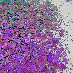 Fantasy Chameleon Chunky Glitter - Purple Glitter / Green Glitter Fantasy Chameleon Chunky Glitter - Purple Glitter / Green Glitter