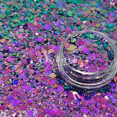 Fantasy Chameleon Chunky Glitter - Purple Glitter / Green Glitter Fantasy Chameleon Chunky Glitter - Purple Glitter / Green Glitter