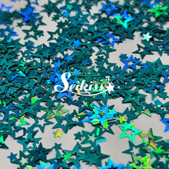 Turquoise Retro Stars Shape Glitter - Turquoise Glitter Turquoise Retro Stars Shape Glitter - Turquoise Glitter