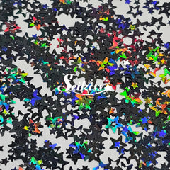 Black Retro Stars Shape Glitter - Black Glitter Black Retro Stars Shape Glitter - Black Glitter