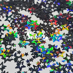 Black Retro Stars Shape Glitter - Black Glitter Black Retro Stars Shape Glitter - Black Glitter
