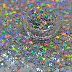 Holographic Silver Stars Shape Glitter - Silver Glitter Holographic Silver Stars Shape Glitter - Silver Glitter