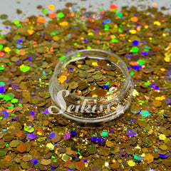 Golden Mirage Holographic Chunky Glitter - Gold Glitter Golden Mirage Holographic Chunky Glitter - Gold Glitter