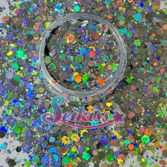 Nickel Galaxy Holographic Chunky Glitter - Silver Glitter Nickel Galaxy Holographic Chunky Glitter - Silver Glitter