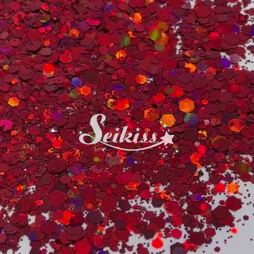 Ruby Galaxy Holographic Chunky Glitter - Red Glitter Ruby Galaxy Holographic Chunky Glitter - Red Glitter