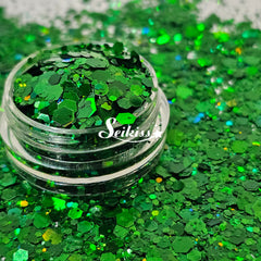 Emerald Galaxy Holographic Chunky Glitter - Green Glitter Emerald Galaxy Holographic Chunky Glitter - Green Glitter