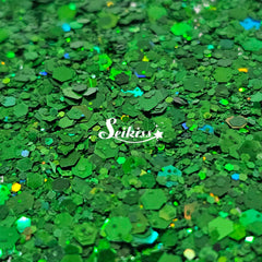 Emerald Galaxy Holographic Chunky Glitter - Green Glitter Emerald Galaxy Holographic Chunky Glitter - Green Glitter