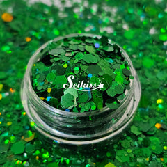 Emerald Galaxy Holographic Chunky Glitter - Green Glitter Emerald Galaxy Holographic Chunky Glitter - Green Glitter