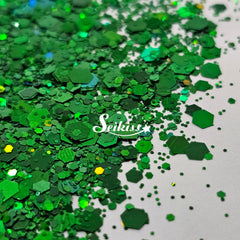 Emerald Galaxy Holographic Chunky Glitter - Green Glitter Emerald Galaxy Holographic Chunky Glitter - Green Glitter