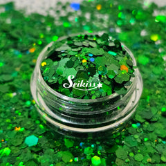 Emerald Galaxy Holographic Chunky Glitter - Green Glitter Emerald Galaxy Holographic Chunky Glitter - Green Glitter