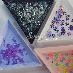 Triangle Palette for Glitter, Nails, Rhinestones - White, Black, Pink, Blue Triangle Palette for Glitter, Nails, Rhinestones - White, Black, Pink, Blue