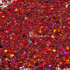 Ruby Galaxy Holographic Chunky Glitter - Red Glitter Ruby Galaxy Holographic Chunky Glitter - Red Glitter