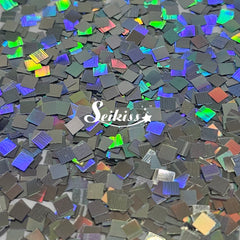Silver Holo Squares Shape Glitter - Silver Glitter Silver Holo Squares Shape Glitter - Silver Glitter