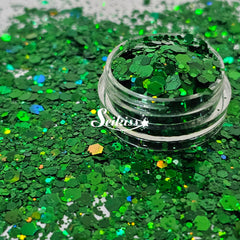 Emerald Galaxy Holographic Chunky Glitter - Green Glitter Emerald Galaxy Holographic Chunky Glitter - Green Glitter