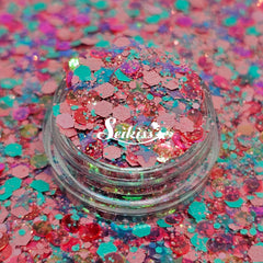 Bahamas Chunky Glitter -Pink and Blue Multicolor Glitter Bahamas Chunky Glitter -Pink and Blue Multicolor Glitter