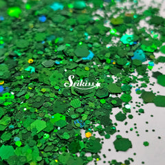 Emerald Galaxy Holographic Chunky Glitter - Green Glitter Emerald Galaxy Holographic Chunky Glitter - Green Glitter