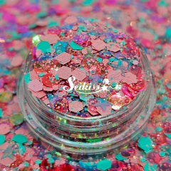 Bahamas Chunky Glitter -Pink and Blue Multicolor Glitter Bahamas Chunky Glitter -Pink and Blue Multicolor Glitter