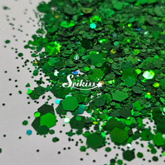 Emerald Galaxy Holographic Chunky Glitter - Green Glitter Emerald Galaxy Holographic Chunky Glitter - Green Glitter