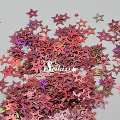 Rose Gold Retro Stars Shape Glitter - Pink Glitter