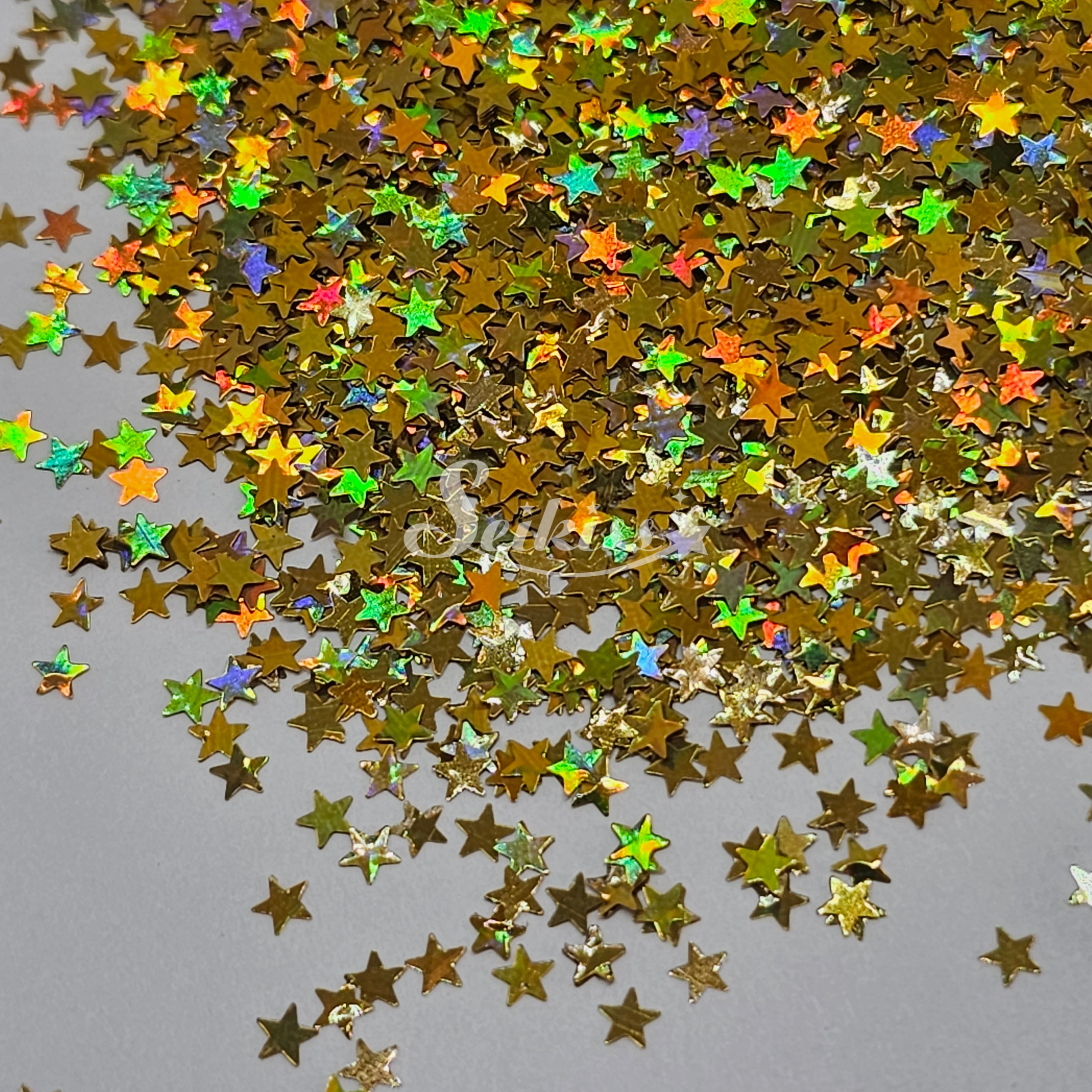 Holographic Gold Stars Shape Glitter - Gold Glitter