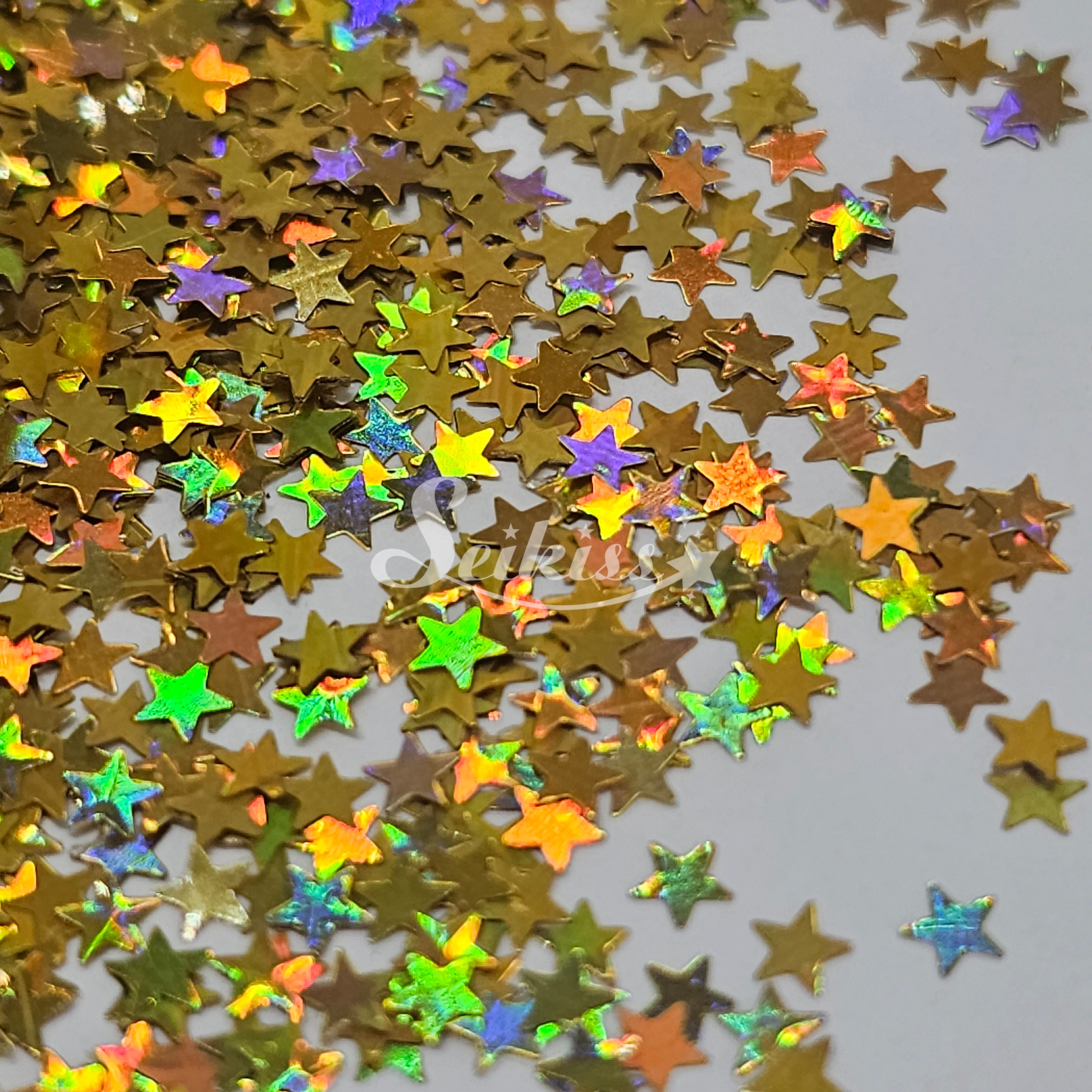 Holographic Gold Stars Shape Glitter - Gold Glitter