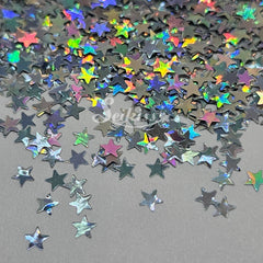 Holographic Silver Stars Shape Glitter - Silver Glitter