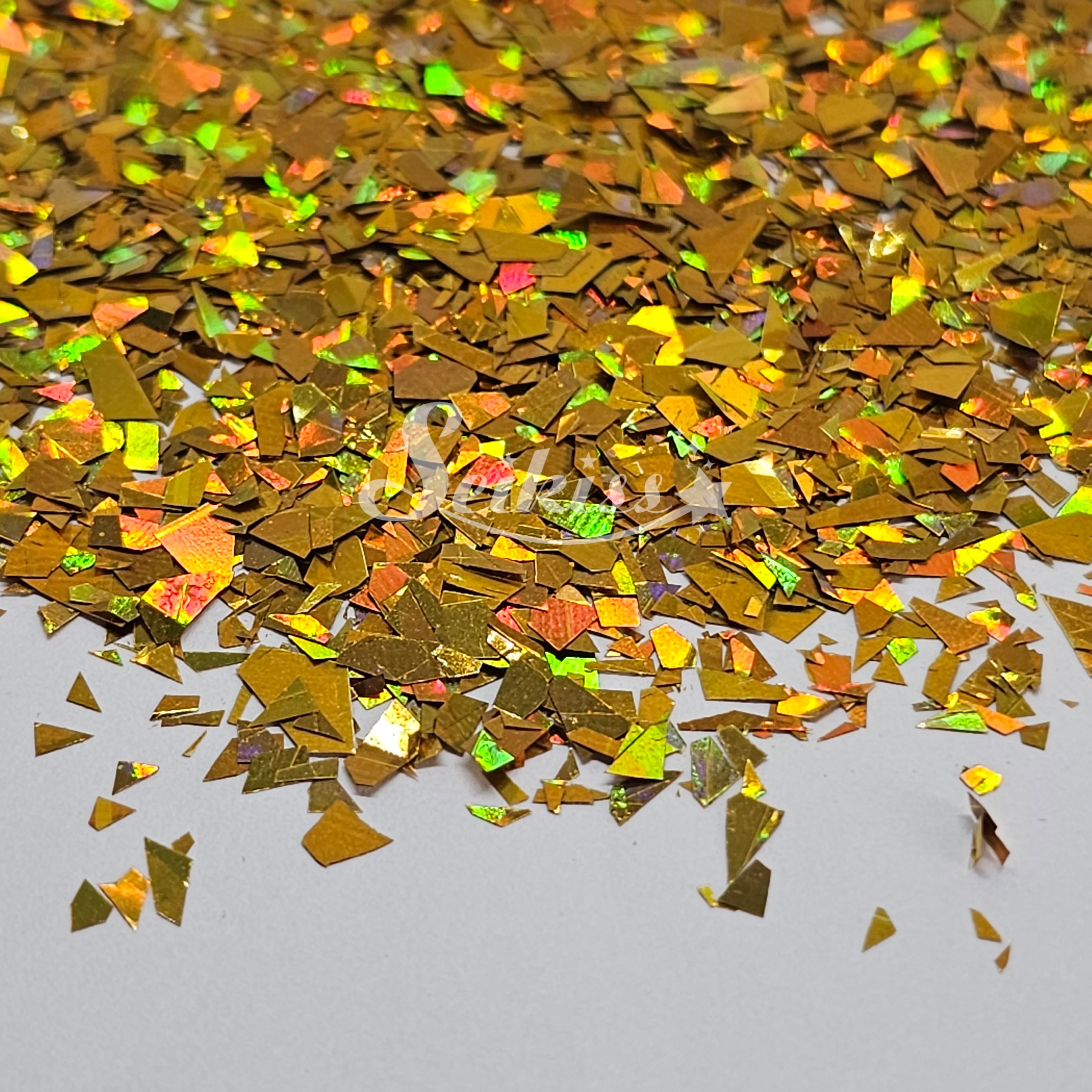 Golden Laser Holographic Flakes Glitter - Gold Glitter
