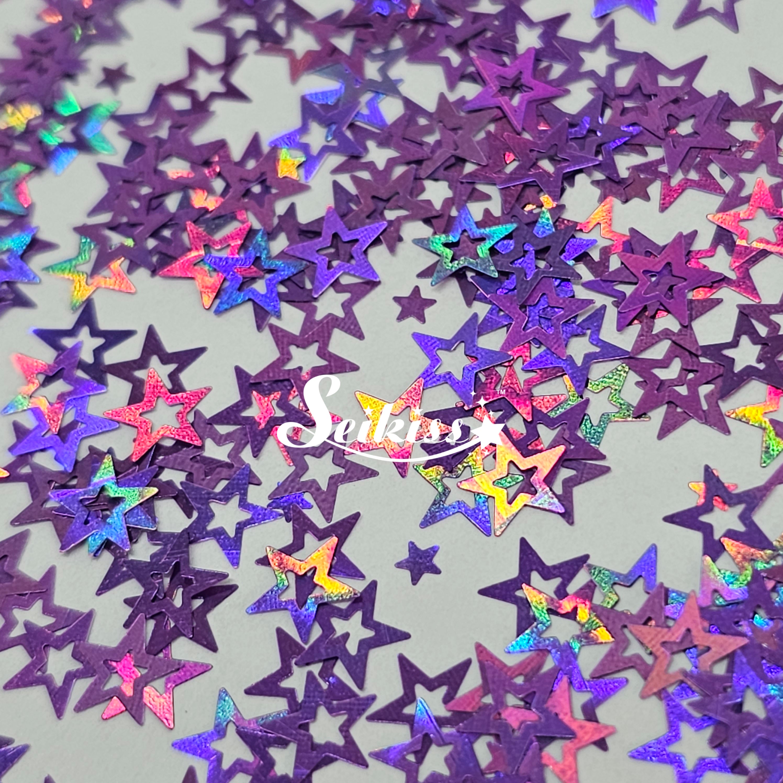 Purple Retro Stars Shape Glitter - Purple Glitter