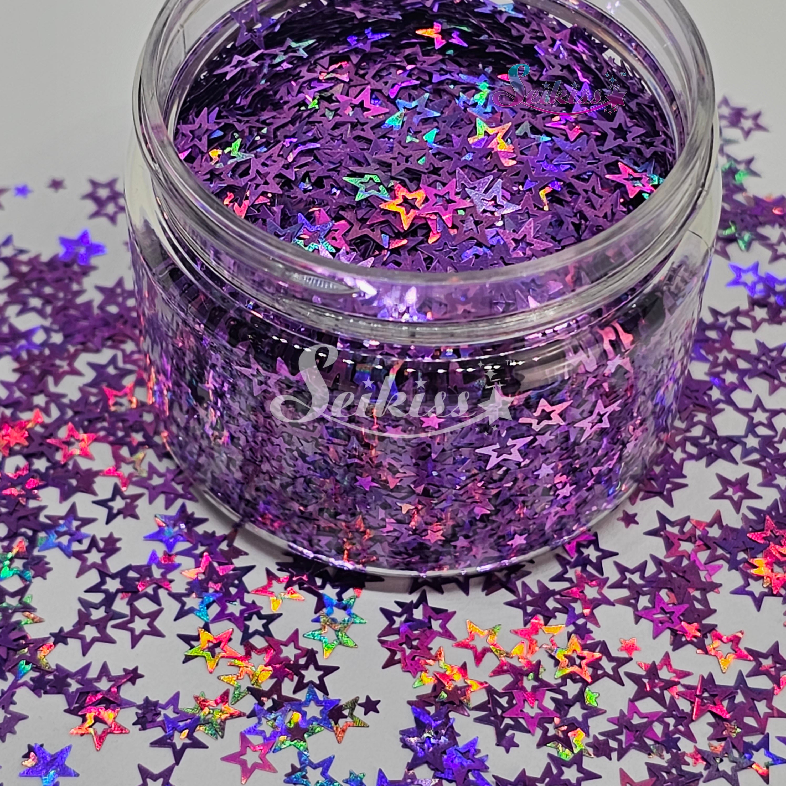 Purple Retro Stars Shape Glitter - Purple Glitter
