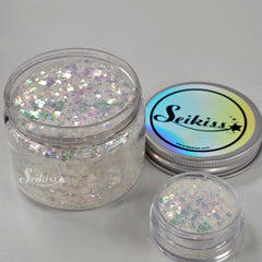 Moonlight Pink Chunky Glitter - White Glitter