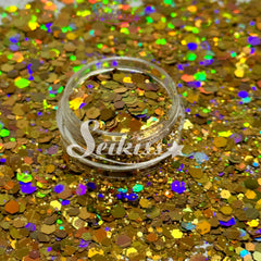Shooting Star Galaxy Holographic Chunky Glitter - Gold Glitter