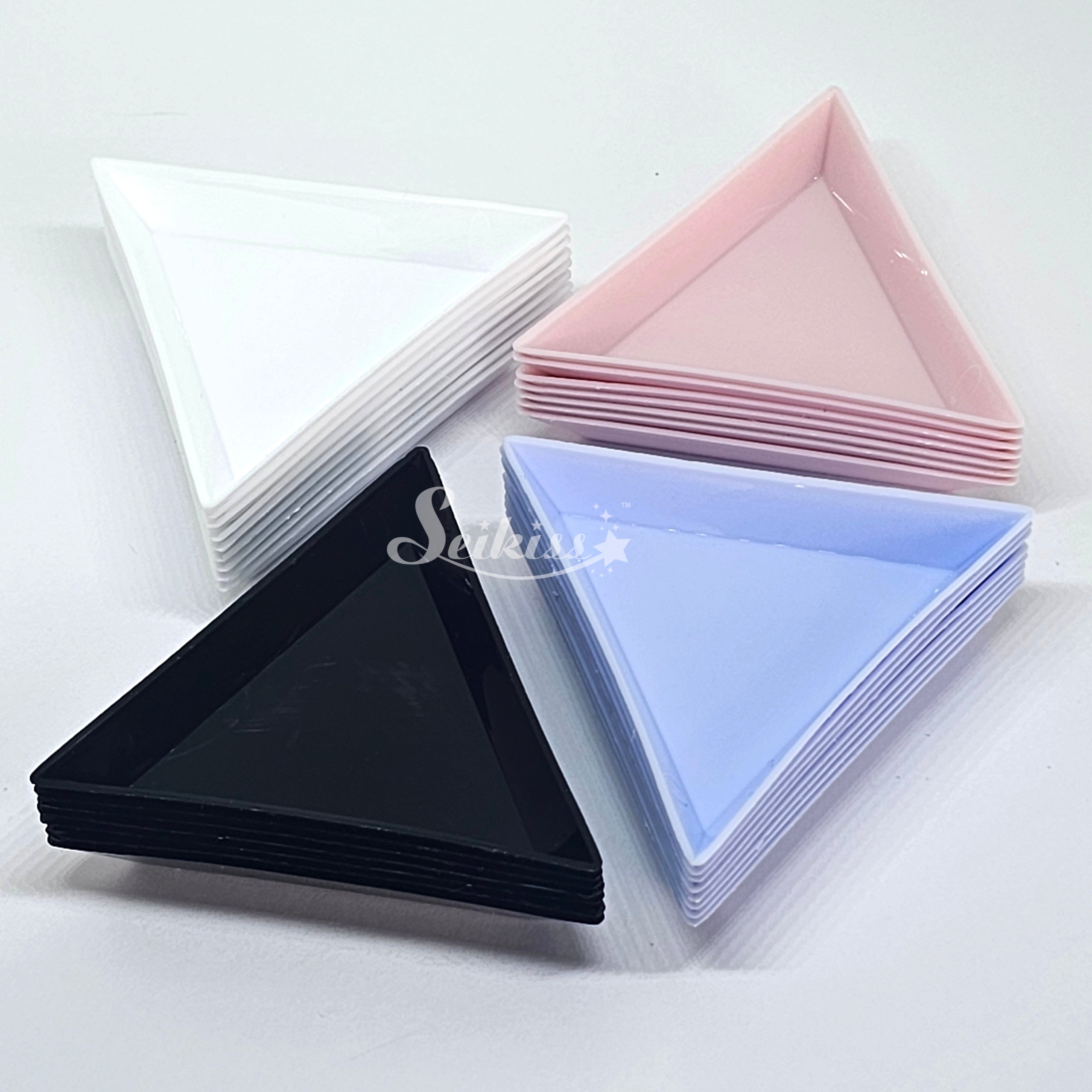 Triangle Palette for Glitter, Nails, Rhinestones - White, Black, Pink, Blue
