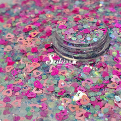 Amor Azul - Pink Glitter Hearts and Kisses