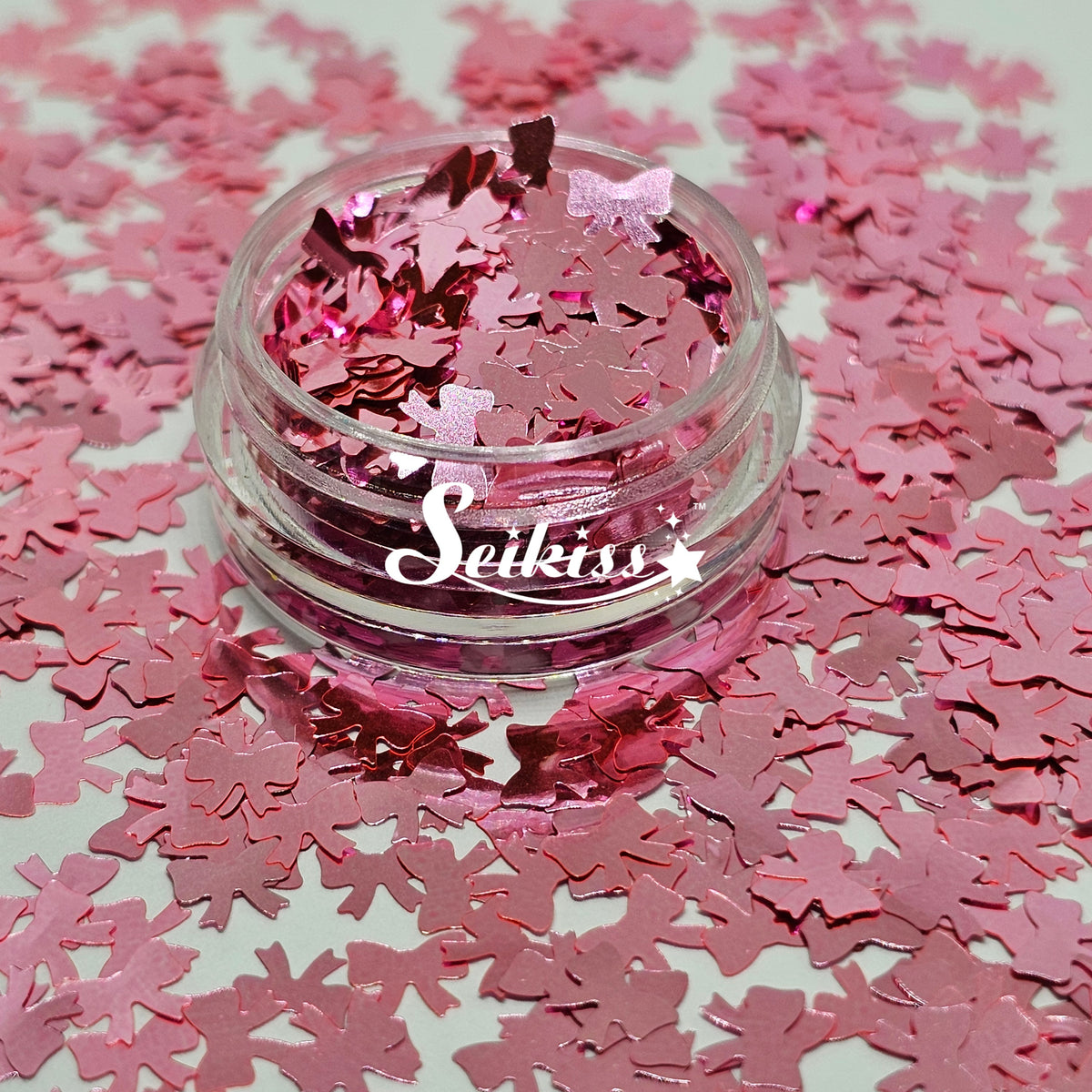 Pink Bows Shape Glitter - Pink Glitter