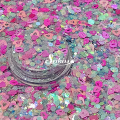 Amor Azul - Pink Glitter Hearts and Kisses