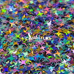 Shining Stars with Gold Glitter - Multicolor Shape Glitter