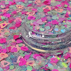 Amor Azul - Pink Glitter Hearts and Kisses