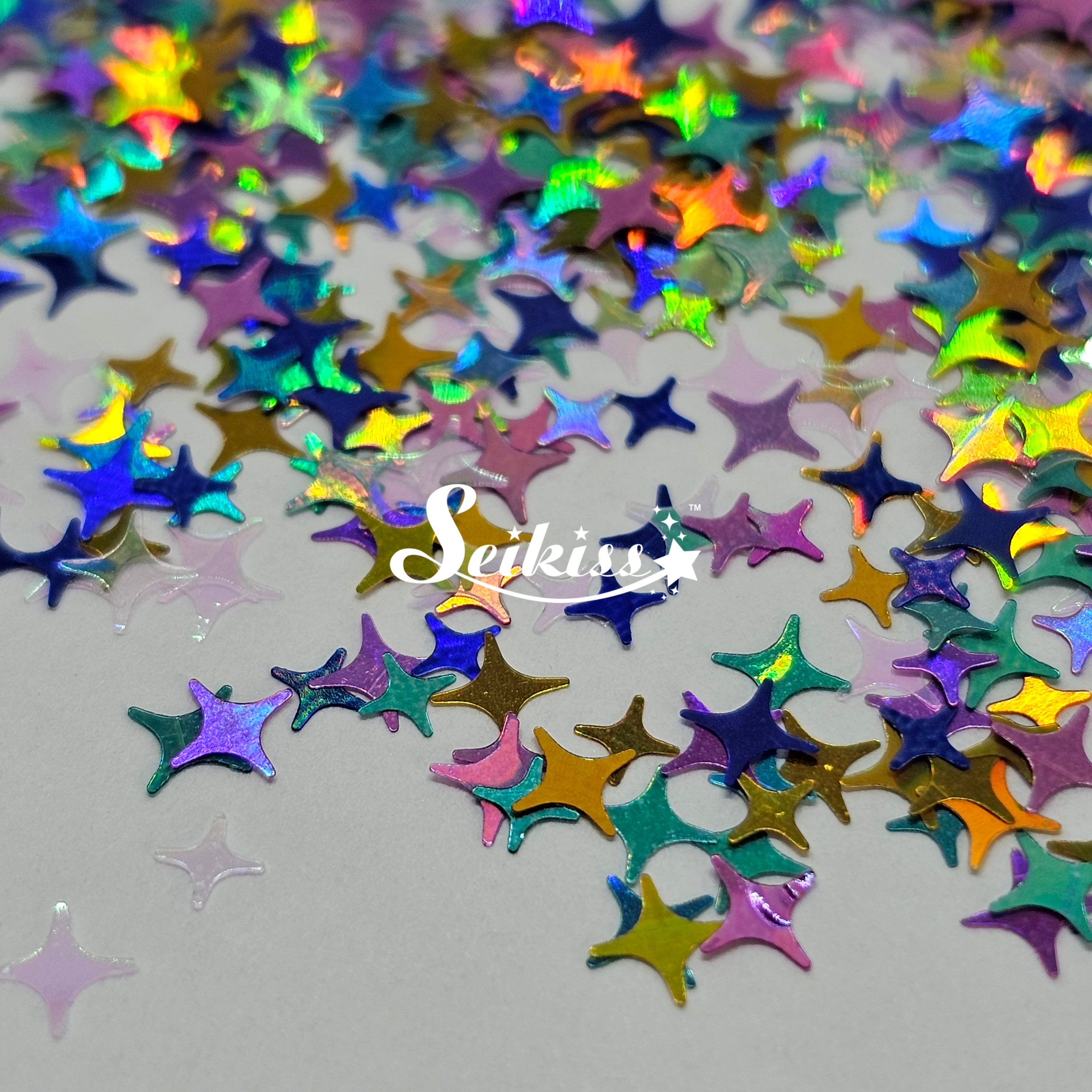 Shining Stars with Gold Glitter - Multicolor Shape Glitter