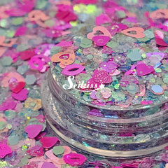 Amor Azul - Pink Glitter Hearts and Kisses