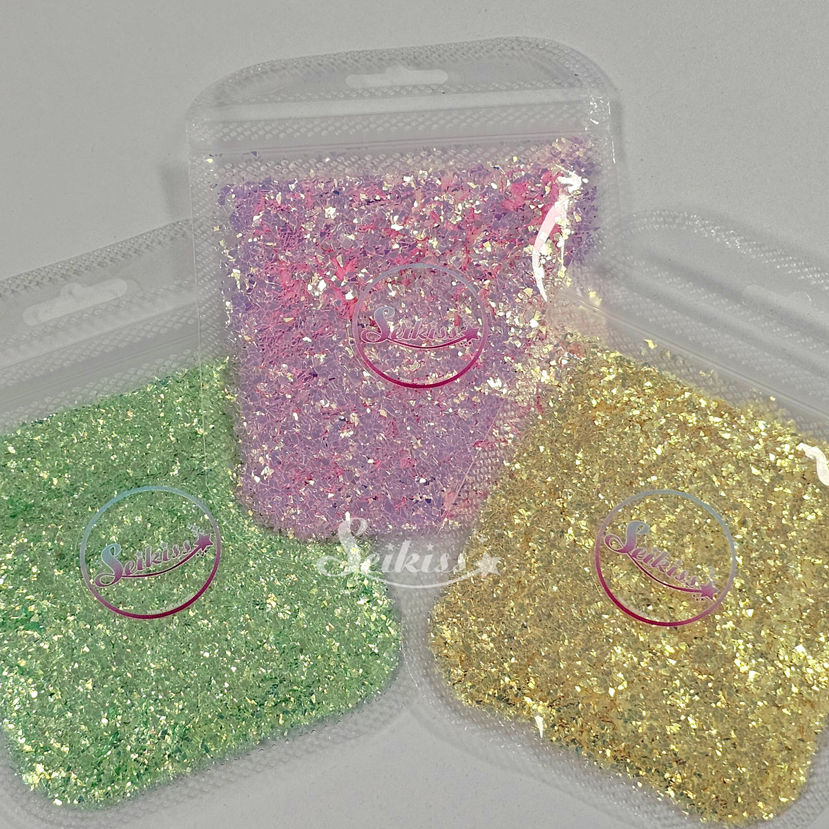 Small Flakes Glitter Bundle (Set of 3) - Green, Pink, and Yellow Glitter