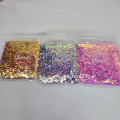 Flakes Glitter Bundle (Set of 3) - Purple, Pink and Gold Glitter