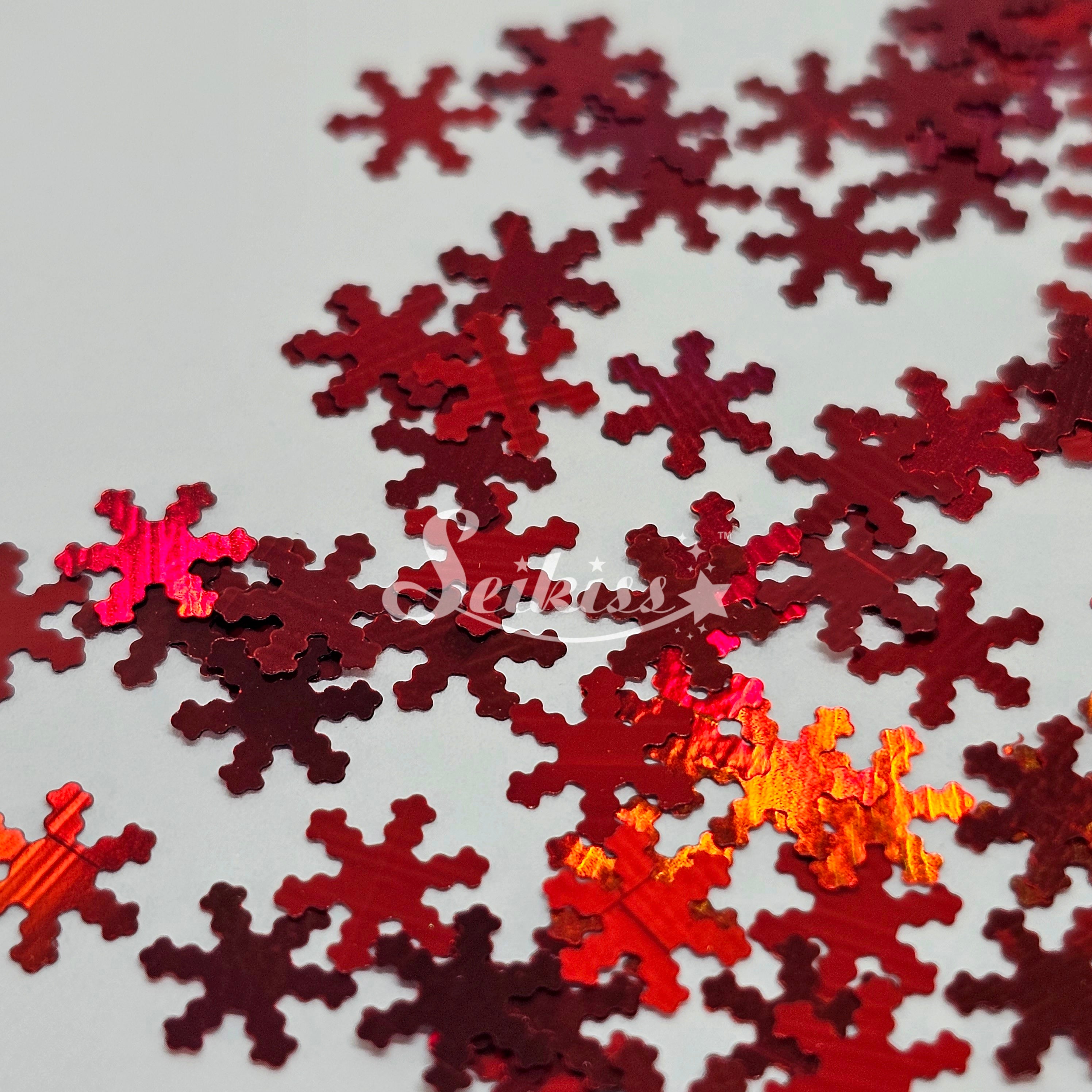 Red Snowflakes Shape Glitter - Red Glitter
